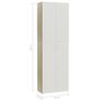 Office Cabinet White and Sonoma Oak 60x32x190 cm Chipboard Image 3