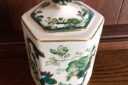 Masons Ironstone Chartreuse Green Gold Gilded Tea caddy