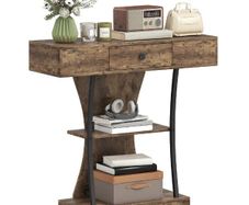 Industrial Console Table with Drawer