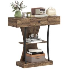 Industrial Console Table with Drawer
