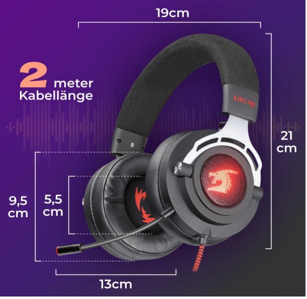 Defender Aspis Pro 7.1 Gaming Headset with Microphone, USB, RGB, 50mm Driver