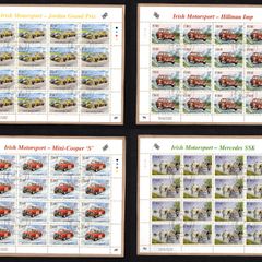 2001 Ireland Irish Motorsport Commemorative Stamp Sheetlet Plate 1A1A1A1A Fine CDS Used with Dublin cancel of 26th April 2001 (First day of issue) on envelope extract