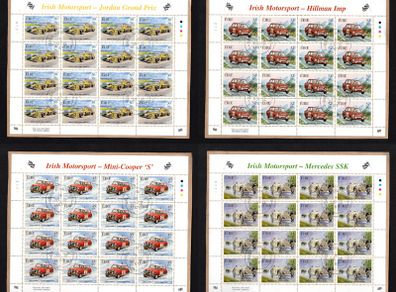 2001 Ireland Irish Motorsport Commemorative Stamp Sheetlet Plate 1A1A1A1A Fine Used with Dublin CDS cancel of 26th April 2001 (First day of issued) on envelope extract.