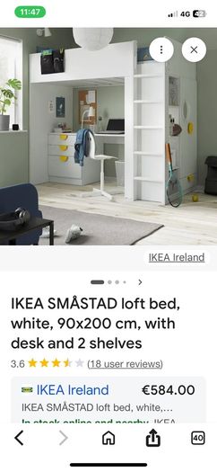 Ikea Loft Bed with desk and extra storage