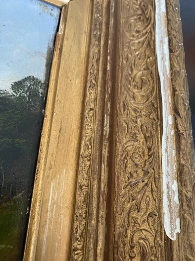 Small 19th Century Oil on Canvas in Gilt Frame