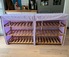 Solid Timber and Canvas Bedroom Shelving Unit