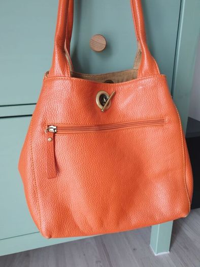 Orange Leather Handbag Similar To Tod's Handbag