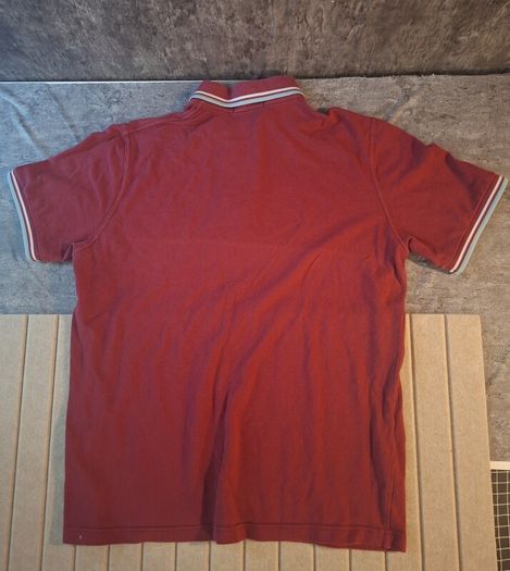 Fred Perry Maroon Polo Shirt White Light Blue Twin Tip Made in UK XL