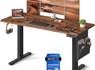 Height-Adjustable Electric Desk, 60 x 140 x 72 120 cm Memory Function