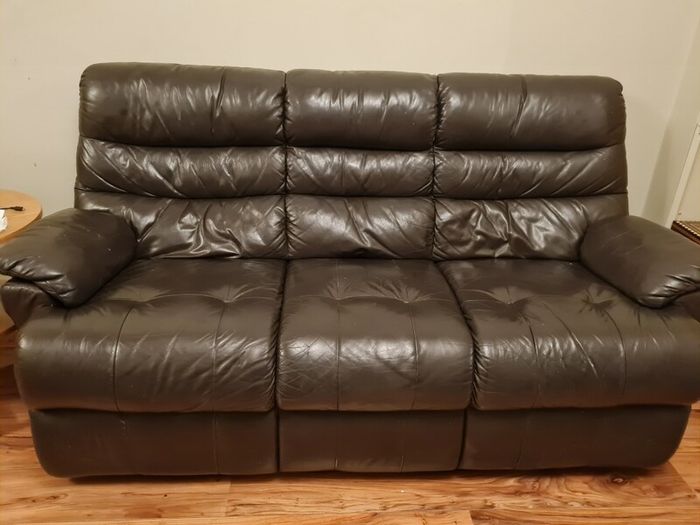 Brown leather couch