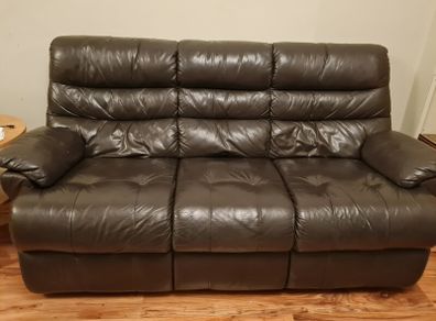 Brown leather couch