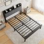 King Size Bed Frame with Storage Wooden Headboard Image 7