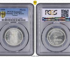 Ireland 1939 Silver Florin Two Shillings PCGS Uncirculated Details Scarce Uncirculated