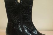 Soffice Sogno Black Patent Leather Croc Ankle Boots EU36 UK3 Made in Italy  CAN POST