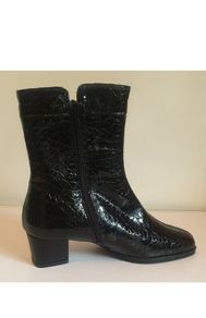 Soffice Sogno Black Patent Leather Croc Ankle Boots EU36 UK3 Made in Italy  CAN POST