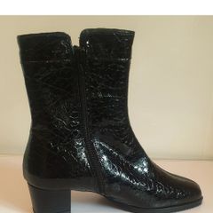 Soffice Sogno Black Patent Leather Croc Ankle Boots EU36 UK3 Made in Italy  CAN POST