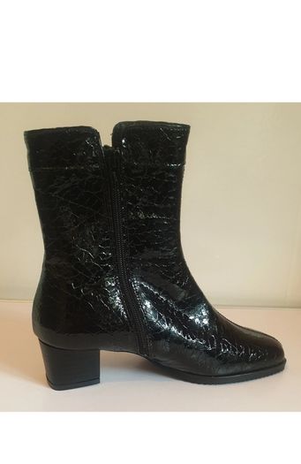 Soffice Sogno Black Patent Leather Croc Ankle Boots EU36 UK3 Made in Italy  CAN POST