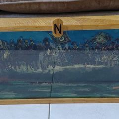 unique hand made display case with hand painted backdrop Battle with Napoleon