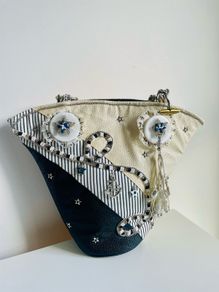 Rare Mary Frances Nautical Shoulder Tote Designer Bag