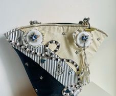 Rare Mary Frances Nautical Shoulder Tote Designer Bag
