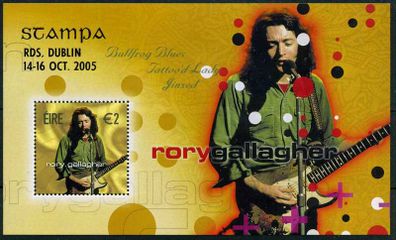 2005 Ireland Stampa Public Souvenir Rory Gallagher Commemorative Stamp Miniature Sheet Overprinted for Stampa Mint Never Hinged (MNH)