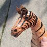 Mid Century Leather 11 Inch Zebra and Foal (Handpainted ) Image 6