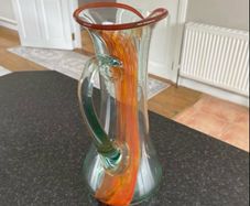 Reduced Tall Kerry Vintage Crafted  glass eleven inch hand made glass pitcher