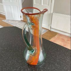 Tall Kerry Vintage Crafted  glass eleven inch hand made glass pitcher