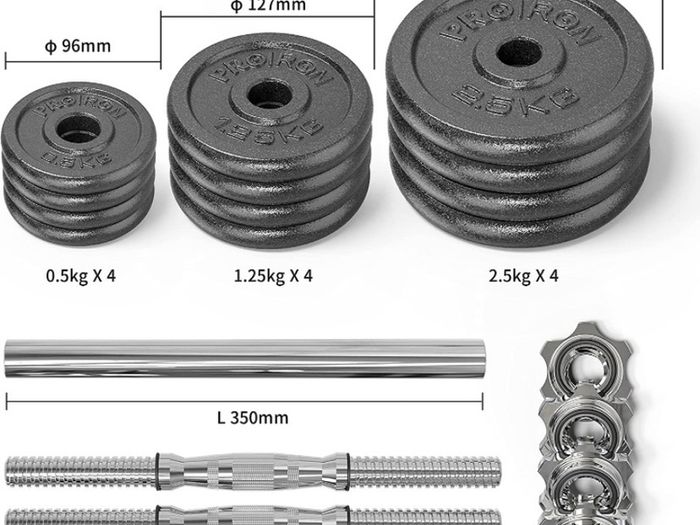 20kg Cast Iron Adjustable Dumbbell Set Hand Weight with Solid Dumbbell Handles Changed into Barbell Handily Perfect for Bodybuilding Fitness Weight Lifting Training Home Gym (FREE POSTAGE)