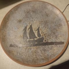 Vintage Retro Pottery HANGING WALL Plate.