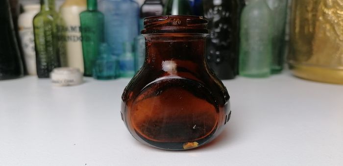 60 - Vintage 4oz Bovril Dark Brown Glass Embossed Letters Jar