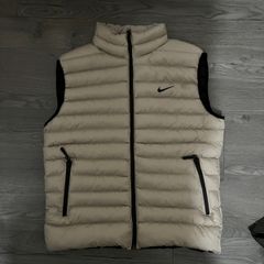 Cream Nike Puffer Vest Gillet - Size M