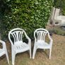 Six stackable garden chairs - white plastic Image 5