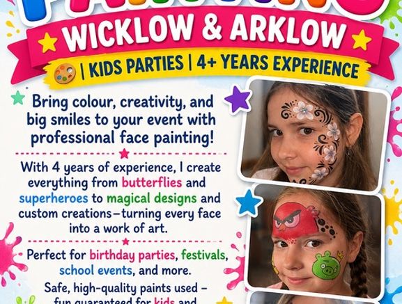 Face Painting Wicklow & Arklow | Kids Parties | 4+ Years Experience