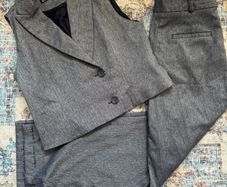 Zara Grey Herringbone Waistcoat & Wide Leg Trousers Co-ord Set