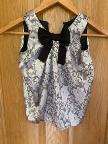 Girl's Occasional Satin Black & Silver Top | Size 4 years