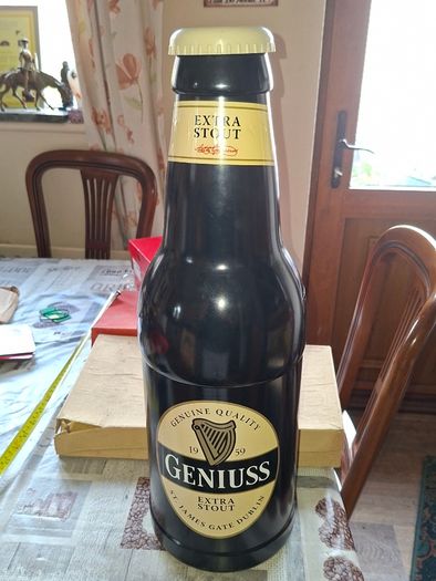 Giant Plastic Classic Guinness Extra Stout Bottle Geniuss Beer Bottle money box or Tips Bottle,