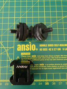 Cold shoe adapter mount and two cold shoe 1/4 inch adapters