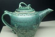 Rare Handmade Green Glazed Teapot Ireland