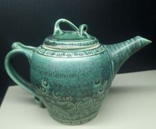 Rare Handmade Green Glazed Teapot Ireland