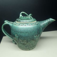 Rare Handmade Green Glazed Teapot Ireland