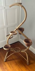 Vintage Retro Free Standing Bamboo Plant Stand