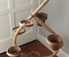 Vintage Retro Free Standing Bamboo Plant Stand