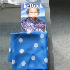 Vintage Brand New "Tie Rack" Polka Dot Blue Scarf with Instruction Leaflet.