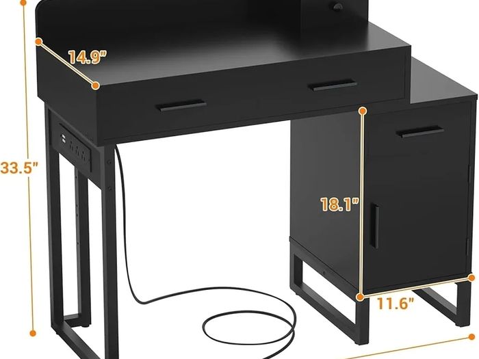 Dressing Table Vanity Desk with 4 Storage Drawers - Modern Makeup Desk with Charging Station, Vanity Desk with Reversible Cabinet Table Set with Divided Organizers for Women Girls