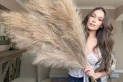 Extra Large Tall Gold Brown Fake Faux Artificial Pampas Grass Large Fluffy x3 115cm Stems x18 Decorative Artificial Flora Feathers For Floor Vases Tall Brown Plant Flowers Long Pampas Grass MULTIPLE COLOURS AVAILABLE, SEE PHOTOS (FREE POSTAGE)