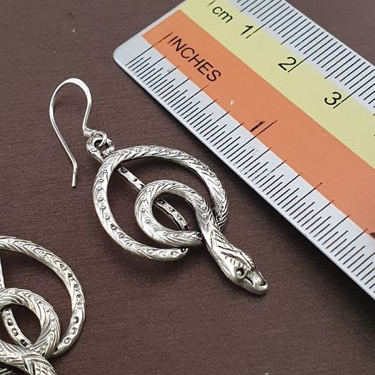 Vintage Snake Brass Earrings Long Dangle Statement Jewelry for Boho & Tribal Style