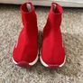 Red & White material Booties - 2 pics Image 2