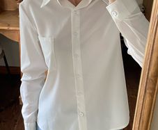White Long Sleeve Shirt with Collar