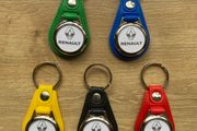 Brand new synthetic leather Renault key ring with trolley token